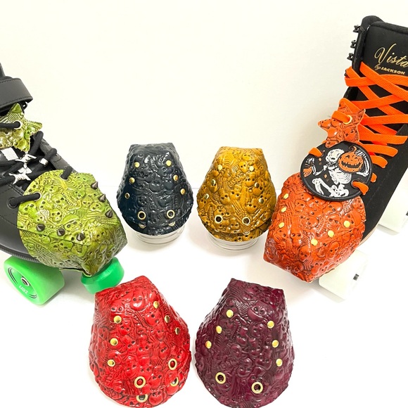Neon skeleton leather roller skates toe guards    Toe caps for roller skates - Picture 11 of 11